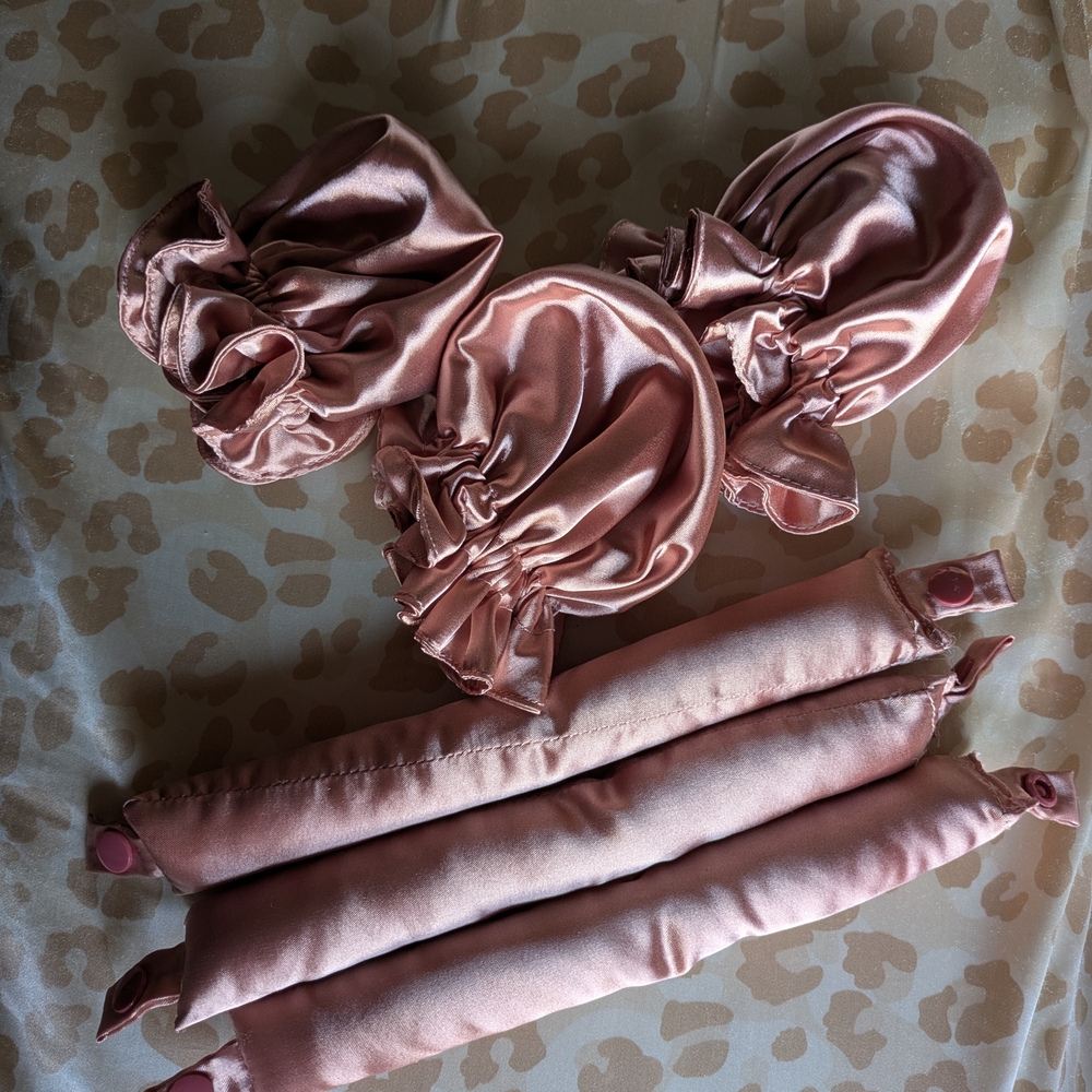 Silky Pink Hair Overnight Heatless Curling Set